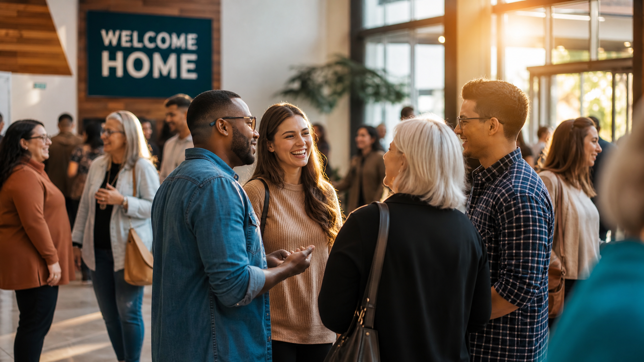 Modern church community connected through digital giving